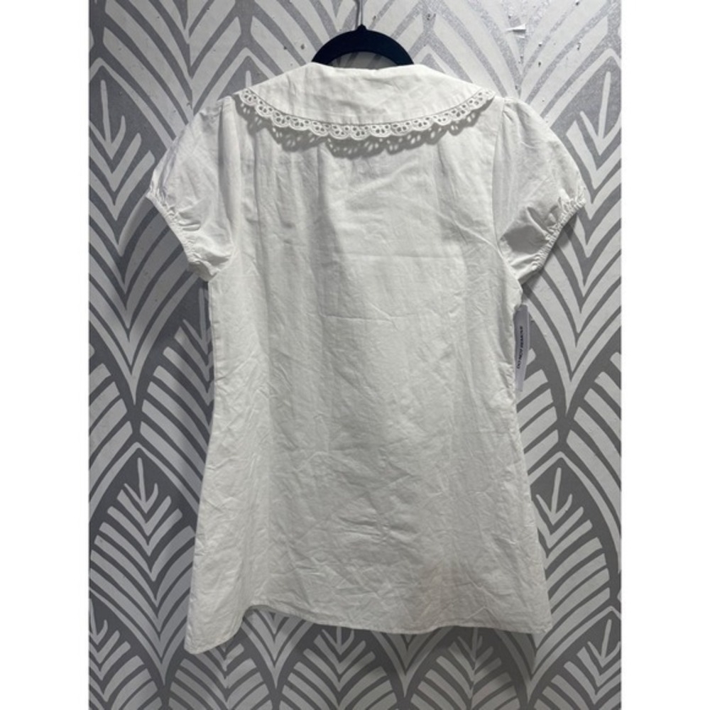 Princess Polly White You've Got Mail Dress Peter Pan Collar Eyelet Lace Puff 2 - Picture 5 of 7